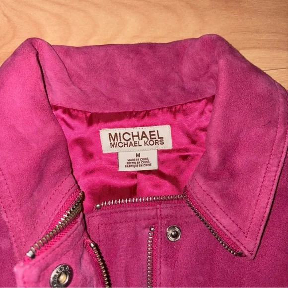 Michael Kors Barbie Pink Suede Jacket Sz Medium Coastal Cowgirl Western Boho Y2K - Picture 14 of 16